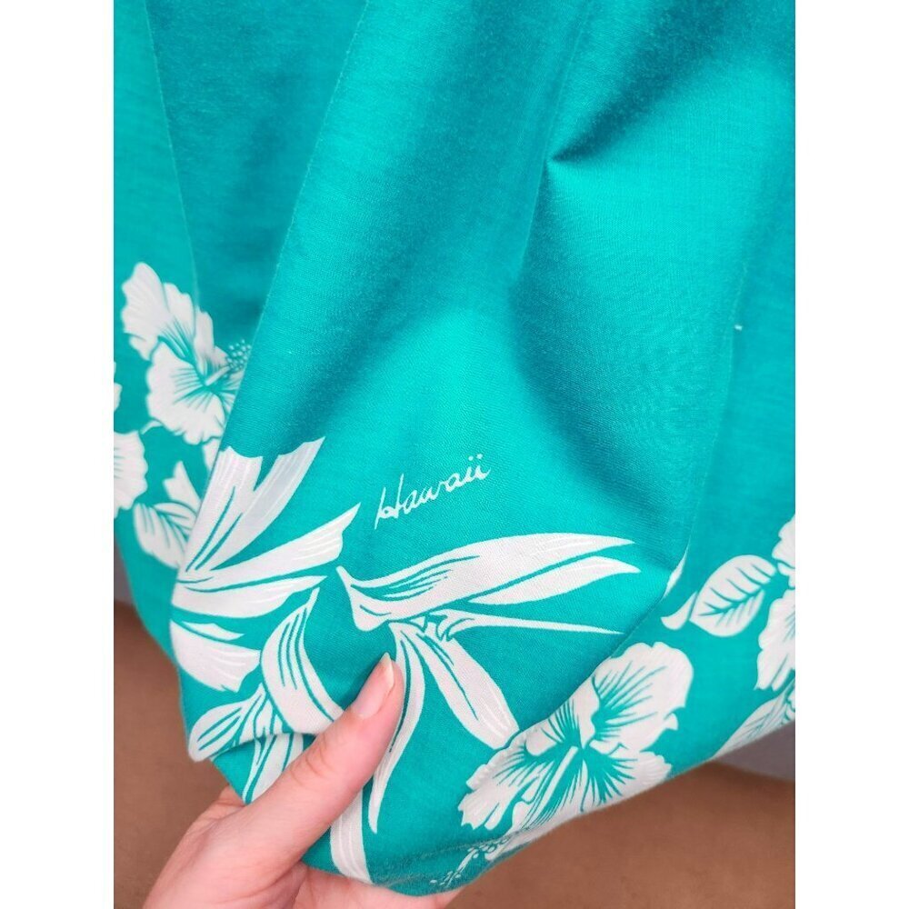 Royal Hawaiian Creations Teal Floral Short Sleeve Hawaiian Shirt Size XL - Picture 4 of 4